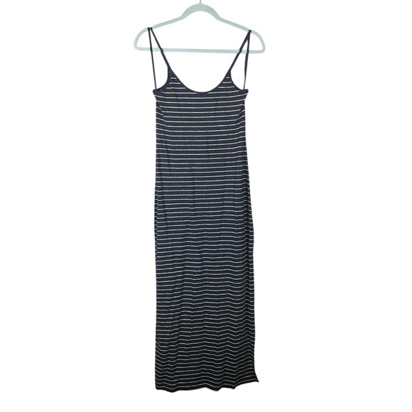 Onia Linen Jersey Scoop Maxi Dress Deep Navy/White Pinstripe Size S NWT - Picture 1 of 10